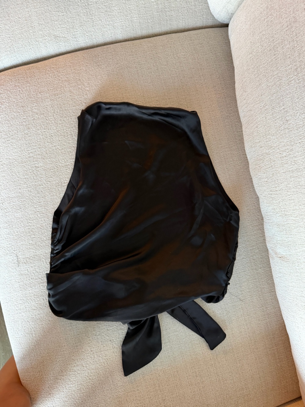 Zara Black Satin One-Shoulder Slip Top